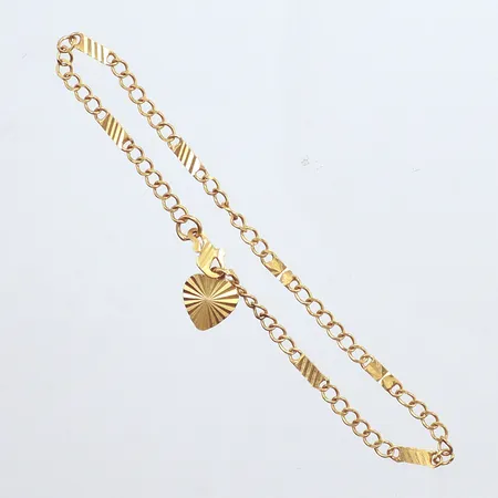 Armband, längd 17,5cm, bredd 2,3mm, berlock hjärta, bredd 8,7mm, höjd 9,6mm, 21K  Vikt: 3 g