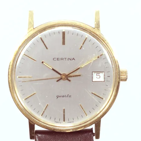 Herrur  Certina quarz, 14k defekt armband saknas stift, gravyr, Ø33,5mm, brutto Vikt: 25,5 g
