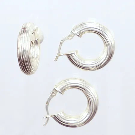 Tre örhängen Creoler, Ø20mm, silver 925/1000 Vikt: 5,6 g