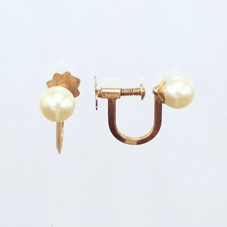 Örhängen, pärla, skruvstopp, höjd 11,5mm, bredd 15mm, 18K Vikt: 1,8 g
