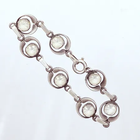 Armband, vita stenar, längd 19cm, bredd 12,7mm, silver 925/1000 Vikt: 15 g