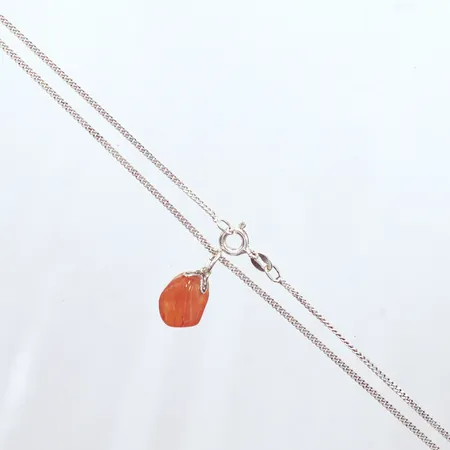 Halskedja Pansar, längd 38,5, bredd1,5mm, hänge karneol, höjd 18,3mm, bredd 8,7mm, silver 925/1000 Vikt: 25 g