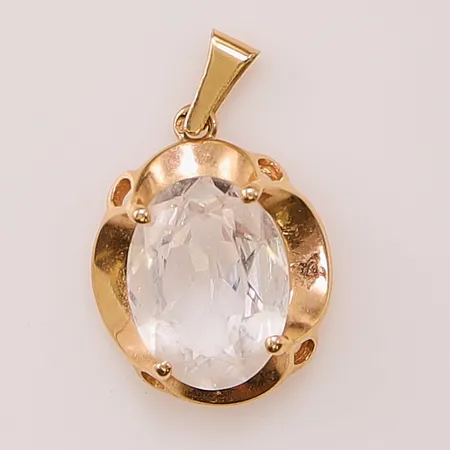 Hänge, 23x17mm, vit sten, 18K 3,8g.