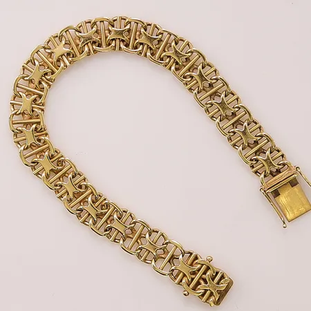 Armband x-länk med stav, 18,5cm, bredd:10mm, 18K 25,5g.