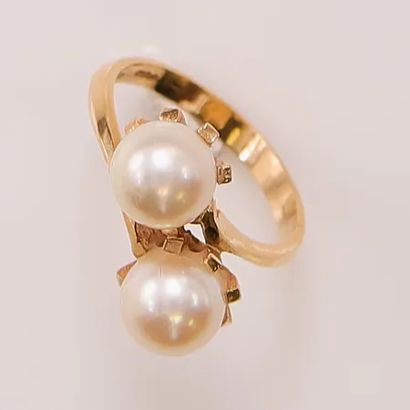 Ring, Ø17¾, bredd:17mm, pärlor, 18K 5,7g.