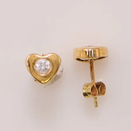 Ett par örhängen, 7mm, vita stenar, 18K 0,8g.
