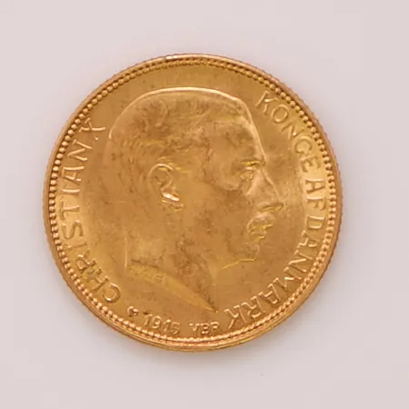 Mynt, Christian X, Danmarks Kung, 1915, Brödrafolkens Väl, 20kr, Ø23mm, 21,6K 8,9g.