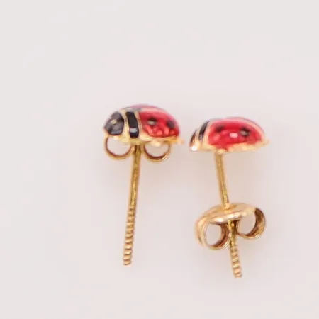 Ett par örhängen "nyckelpigor", 5mm, 18K 0,4g.
