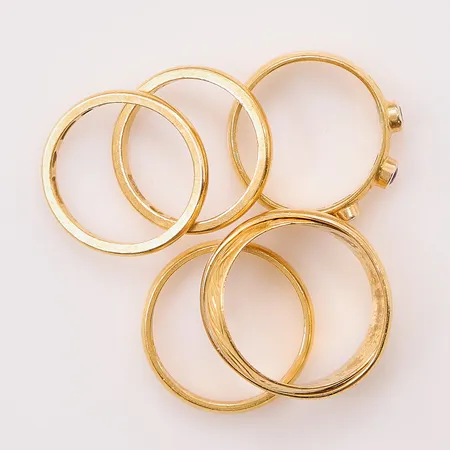 6 Ringar, gravyr/skeva, 23K 24,5g.