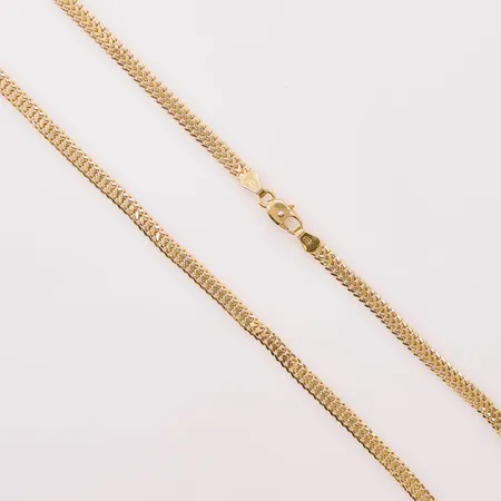 Collier fiskbenslänk, 44cm, bredd:5mm, ojämnheter, 18K 11,6g.
