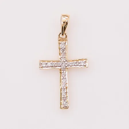 Hänge "kors", diamanter 21x ca 0,005ct, 17mm, 18K 0,8g.