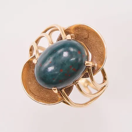 Ring, heliotrop, Ø18¼, bredd:23mm, klippt skena, 14K 5,9g.