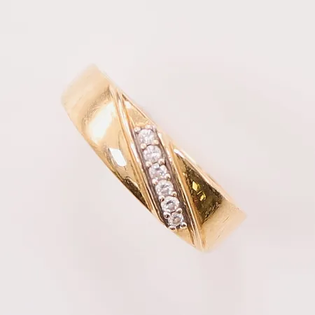 Ring, diamanter 6x ca 0,015ct, Ø16, bredd:5mm, 18K 2,5g.