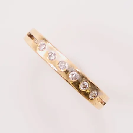 Ring, diamanter 6x ca 0,02ct, Ø16, bredd:3mm, 18K 3,4g.