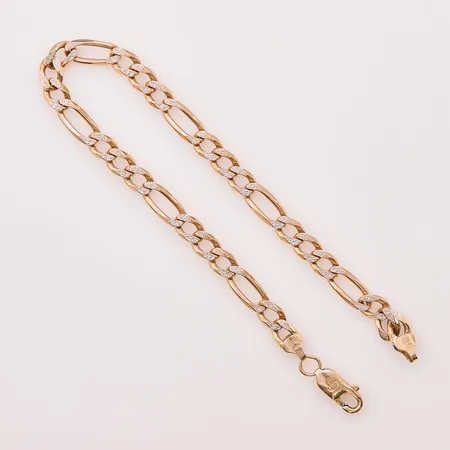 Armband Figaro, 19cm, bredd:5mm, delvis dekorerad, 18K 8,6g.