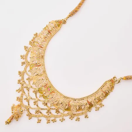 Collier, bredd:16-80mm, tillhörande tygband, vikt utan band: 21K 26,7g.