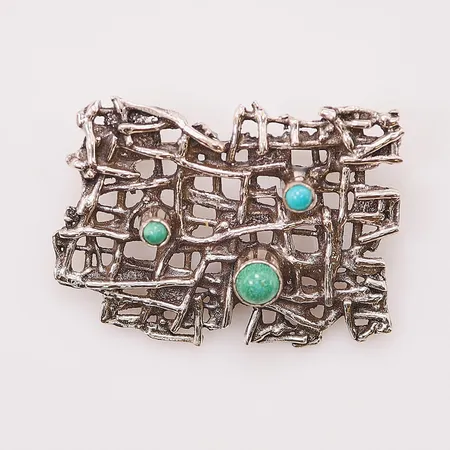Brosch, 40x25mm, turkoser, 835/1000 Silver 11,2g.