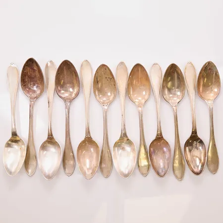 12 Kaffeskedar, 14cm, 830/1000 Silver 283,6g.