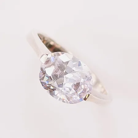 Ring, Ø16, vit sten, 925/1000 Silver 3,3g.