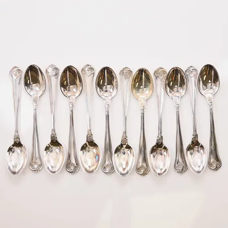 12 Kaffeskedar, 11,5cm, Cohr, Danmark, 830/1000 Silver 190g.