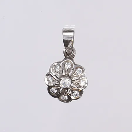 Hänge med vita stenar, Ø10mm, silver 925/1000 Vikt: 1,1 g