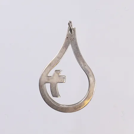 Hänge, dopdroppen, 35x21mm, silver 925/1000 Vikt: 3 g
