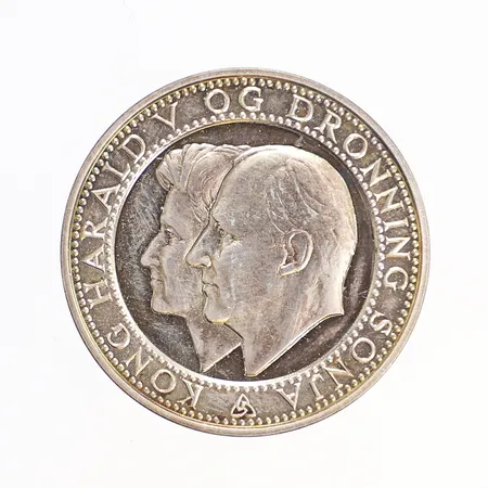 Norskt silvermynt, Kongeparets Sölvbryllup 1993, i etui, silver 925/1000 Vikt: 15,8 g