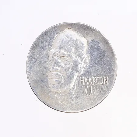 Minnesmedalj Kong Haakon VII 1872-1972, i etui, silver 925/1000 Vikt: 45,2 g