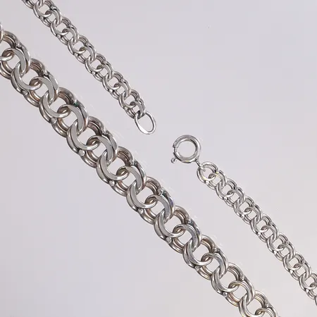 Halskedja doserad Bismarck, 45,5cm, bredd 5-10mm, silver 925/1000 Vikt: 21,7 g