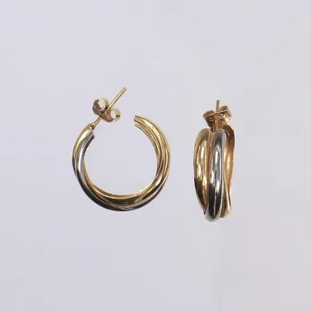 Ett par örhängen, bredd 6mm, Ø20mm, vitguld/rödguld, 18K  Vikt: 5,2 g