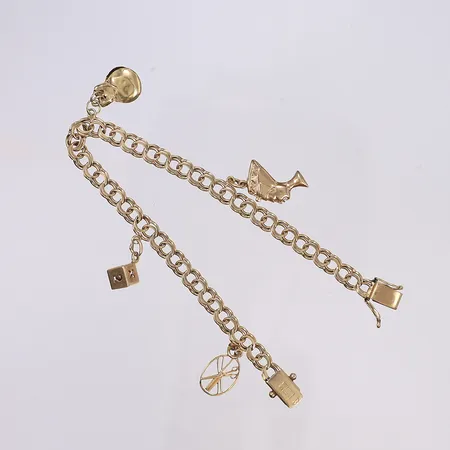 Armband med berlocker, bismarck, 19cm, bredd 5,5mm, 18K  Vikt: 12,3 g