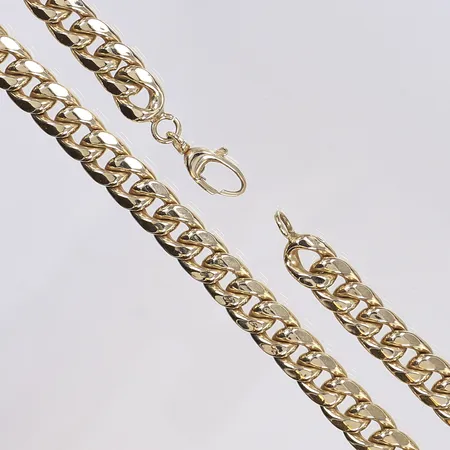 Halskedja pansar, 45cm, bredd 8mm, ihålig, 14K Vikt: 13,2 g