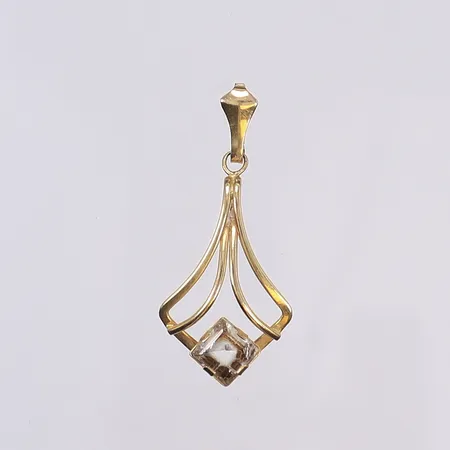 Hänge med vit sten, 38x16mm, tillv. Alton, 18K Vikt: 1,9 g