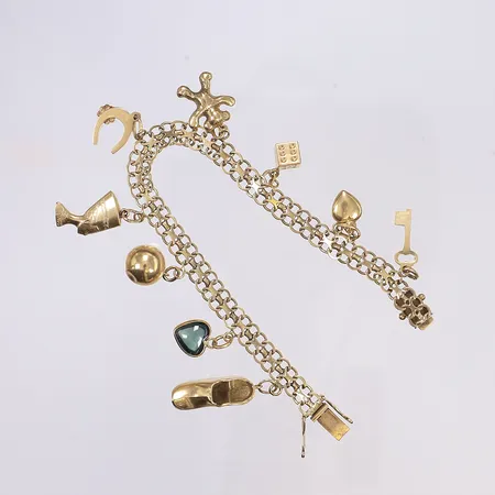 Armband X-länk med berlocker, 17,5cm, bredd 6mm, 18K Vikt: 14,2 g