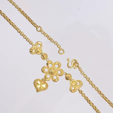 Halscollier, ställbar längd 38/41cm, bredd 3-34mm, buckligt, 23K 1 Baht Vikt: 15,2 g