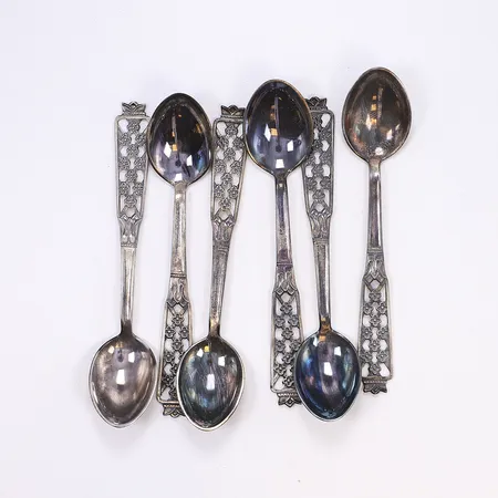 6 teskedar, modell Princess, 10cm, tillv. Cesons, slitage, silver 830/1000 Vikt: 57,5 g