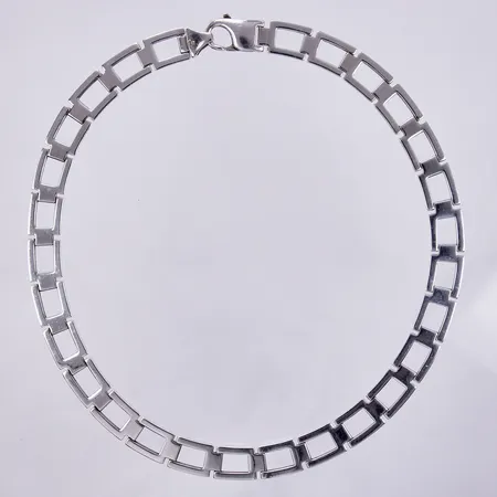 Collier, längd: ca 45cm, bredd: ca 11,5mm, GHA, 925/1000 silver  Vikt: 88,6 g