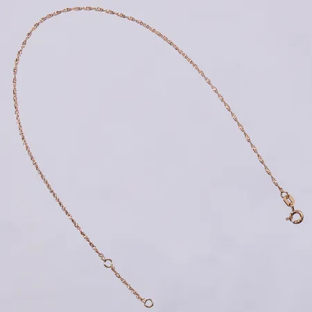Vristlänk singapore, längd: ca 25cm, justerbart, bredd: ca 1mm, GHA,18K Vikt: 1,2 g