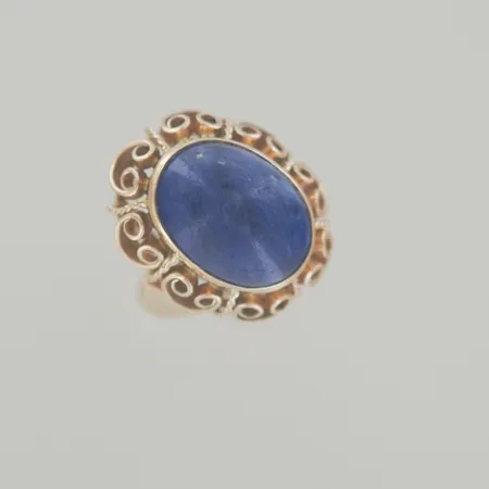 Ring med blå sten Lapis Lazuli, Ø 17,5 mm B 3-21mm, 14k Vikt: 7,3 g