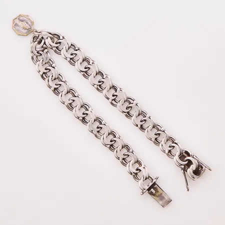 Armband Bismarck, 18,5cm, bredd:9mm, berlock i mässing, 830/1000 Silver 16g.