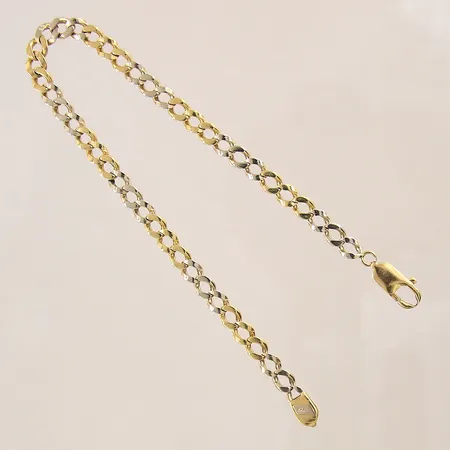 Armband Pansar, längd 25cm, bredd 6mm, skadat lås, tvåfärgat, 18K Vikt: 17,9 g