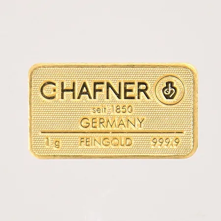 Guldtacka, Chafner, serie-nr: 392134, Feingold, 999,9, 24K  Vikt: 1 g