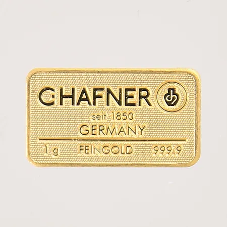 Guldtacka, Chafner, serie-nr: 392132, Feingold, 999,9, 24K  Vikt: 1 g