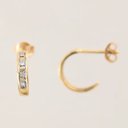 Ett par örhängen med 8/8 slipade diamanter 8xca0,005ct, Ø9mm, bredd: 2,6mm, 18K Vikt: 1 g