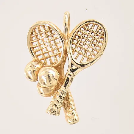 Hänge, tennisracket, 23x16mm, ostämplat, 14K Vikt: 4,2 g