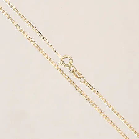 Kedja Pansar, längd 50cm, bredd 1,5mm, ojämn/bucklig, 14K Vikt: 1,7 g