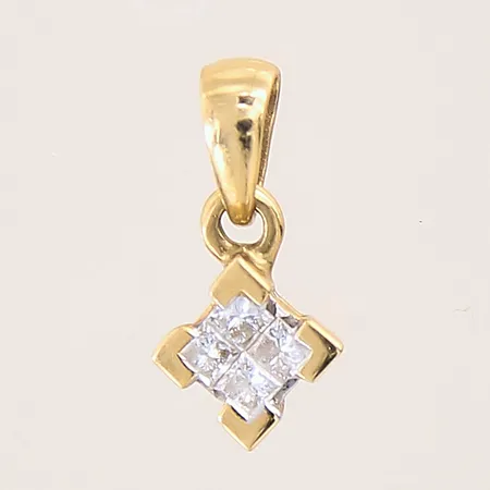 Hänge med prinsesslipade diamanter 4 x ca 0,05ct, 14x8mm, GHA, 18K Vikt: 1 g