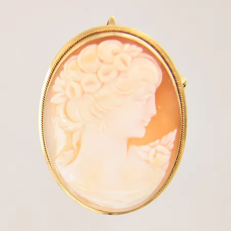 Brosch/hänge med camé, 38x29mm, 18K Vikt: 7,3 g
