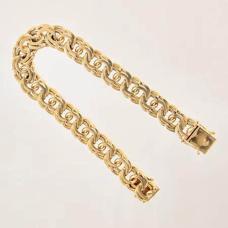 Armband Bismarck, längd 20cm, bredd 11mm, något repig, 18K  Vikt: 50,5 g