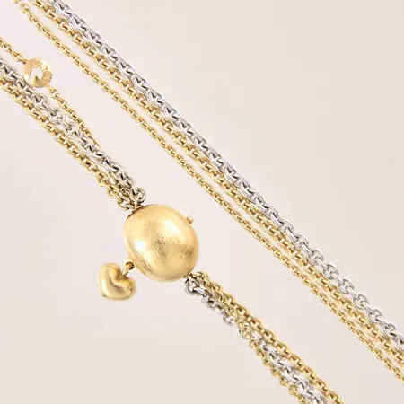 Collier Ole Lynggaard treradig ankarlänk med utbytbart hänge, delvis vitguld, tvåfärgat med avtagbart lås, längd 44,5cm, bredd ca 8-13mm, ytliga bruksrepor, 18K  Vikt: 41,2 g